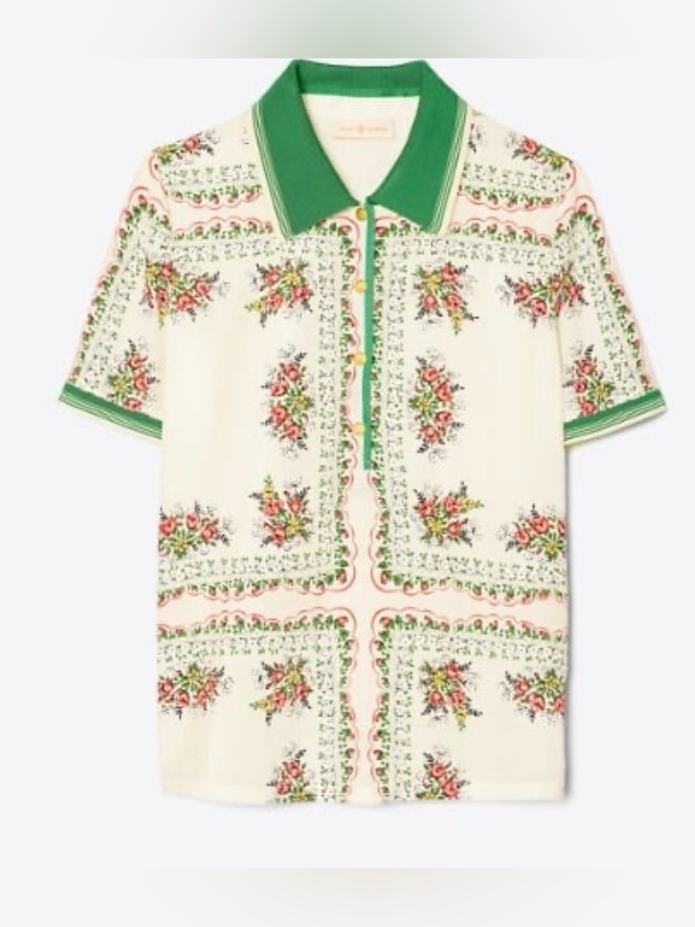 NWT Tory Burch Silk Floral Print Polo Size Small